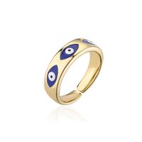 Retro Copper Plated Real Gold Dripping Oil Devil's Eye Open Ring sku image 5