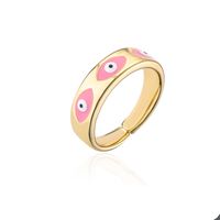 Retro Copper Plated Real Gold Dripping Oil Devil's Eye Open Ring sku image 6