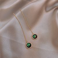 Fashion Long Tassel Earrings Simple Colorful Gemstone Alloy Earrings sku image 1