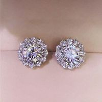 Fashion Zircon Sunflower Stud Diamond Creative Fashion Women's Copper Earrings sku image 1