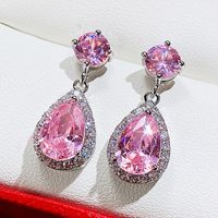 Fashion Water Drop Aaa Zircon Copper Inlaid Diamond Emeral Earrings sku image 1