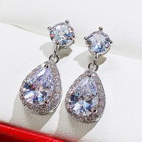 Fashion Water Drop Aaa Zircon Copper Inlaid Diamond Emeral Earrings sku image 3