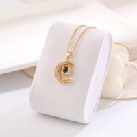 Fashion Moon Shaped Heart Sutra Pendant Copper Collarbone Chain Wholesale sku image 1