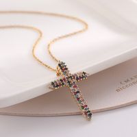 Fashion Jewelry Micro-inlaid Zircon Cross Shaped Pendant Necklace Wholesale sku image 1