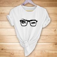 Fashion Glasses Eyelash Printing Casual Short Sleeve T-shirt Women main image 2