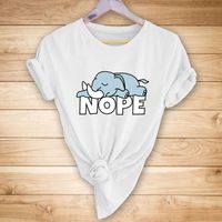 T-shirt Décontracté À Manches Courtes Pour Femmes À Imprimé Petit Éléphant sku image 2