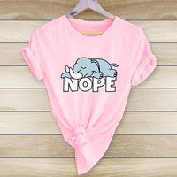 T-shirt Décontracté À Manches Courtes Pour Femmes À Imprimé Petit Éléphant sku image 16