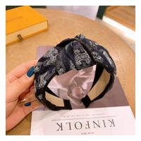 Korea Retro Denim Print Tie-dye Splash Bow Headband sku image 1