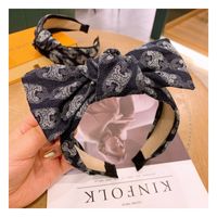 Korea Retro Denim Print Tie-dye Splash Bow Headband sku image 2