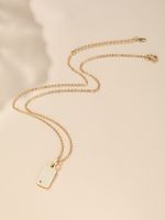 Simple Glossy Tag Copper Zircon Pendent Necklace main image 3