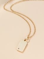 Simple Glossy Tag Copper Zircon Pendent Necklace main image 4