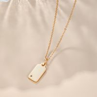 Simple Glossy Tag Copper Zircon Pendent Necklace main image 5