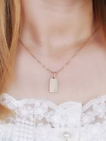 Simple Glossy Tag Copper Zircon Pendent Necklace sku image 1