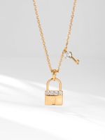 Fashion Small Lock Key Pendant Copper Inlaid Zircon Clavicle Chain main image 3