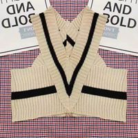 Fashion Knitted Vest Striped Sleeveless V-neck Slim Versatile Halter Top sku image 3