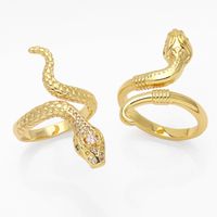 Retro Snake Ring Female Copper Plated 18k Real Gold Diamond Index Finger Ring main image 1