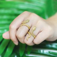 Retro Snake Ring Female Copper Plated 18k Real Gold Diamond Index Finger Ring main image 4
