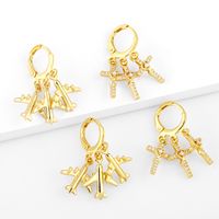 Fashion Metal Cross Star Copper Airplane Earrings main image 1