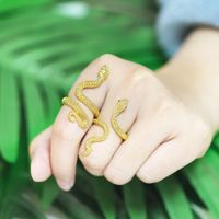 Exaggerated Retro Snake-shaped Golden Copper Ring Wholesale main image 4