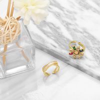 Fashion Copper Inlaid Color Zircon Flower Cross Ring Female main image 5