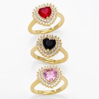 Fashion Geometric Copper Ring Female Full Of Diamond Zircon Heart-shaped Ring main image 1