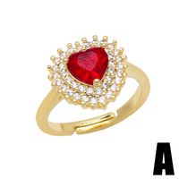 Fashion Geometric Copper Ring Female Full Of Diamond Zircon Heart-shaped Ring main image 3