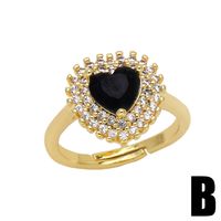 Fashion Geometric Copper Ring Female Full Of Diamond Zircon Heart-shaped Ring main image 4