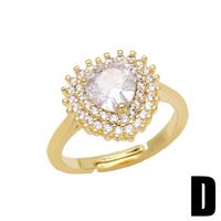 Fashion Geometric Copper Ring Female Full Of Diamond Zircon Heart-shaped Ring main image 6