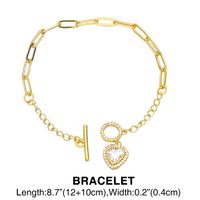 Heart-shaped Zircon Ot Buckle Copper Necklace Bracelet main image 4