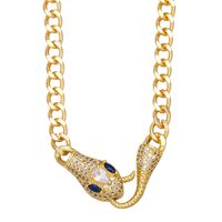 Vintage Snake Shaped Cuban Chain Punk Full Zircon Copper Necklace Wholesale main image 6