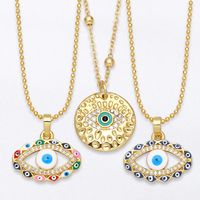 Fashion Hollow Color Dripping Oil Devil's Eye Copper Necklace Wholesale main image 1