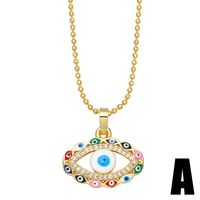 Fashion Hollow Color Dripping Oil Devil's Eye Copper Necklace Wholesale main image 3