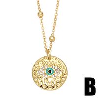 Fashion Hollow Color Dripping Oil Devil's Eye Copper Necklace Wholesale main image 4