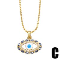 Fashion Hollow Color Dripping Oil Devil's Eye Copper Necklace Wholesale main image 5