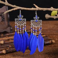 Boucles D&#39;oreilles Mode Plumes Perles Pour Femmes Gland Long Bijoux Bohèmes main image 6