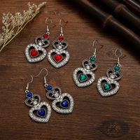 Fashion New Heart-shaped Full Diamond Creative Retro Alloy Earrings Jewelry Wholesale main image 6