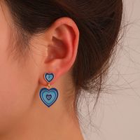 Fashion Color Matching Heart Shaped Oil Dripping Alloy Drop Earrings Wholesale main image 1