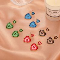 Fashion Color Matching Heart Shaped Oil Dripping Alloy Drop Earrings Wholesale main image 3