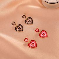 Fashion Color Matching Heart Shaped Oil Dripping Alloy Drop Earrings Wholesale main image 4