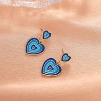 Fashion Color Matching Heart Shaped Oil Dripping Alloy Drop Earrings Wholesale main image 5