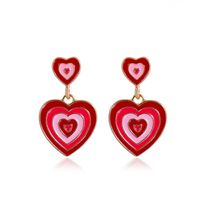 Fashion Color Matching Heart Shaped Oil Dripping Alloy Drop Earrings Wholesale main image 6