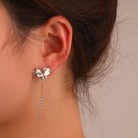 Asymmetric Heart Shaped Women's Fashion Simple Long Chain Zircon Earrings main image 1