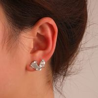 Asymmetric Heart Shaped Women's Fashion Simple Long Chain Zircon Earrings main image 3