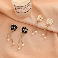 Retro Diamond Black Camellia Earrings Fashion Alloy Earrings main image 3