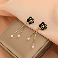 Retro Diamond Black Camellia Earrings Fashion Alloy Earrings main image 4