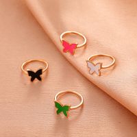 Retro Drip Oil Butterfly Copper Ring Fashion Color Geometric Index Finger Ring main image 4