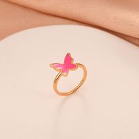 Retro Drip Oil Butterfly Copper Ring Fashion Color Geometric Index Finger Ring main image 5