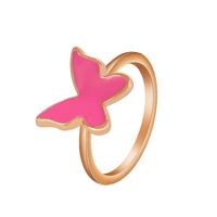Retro Drip Oil Butterfly Copper Ring Fashion Color Geometric Index Finger Ring main image 6