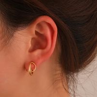 Retro Fashion Hollow C-shaped Geometric Irregular Copper Earrings main image 2