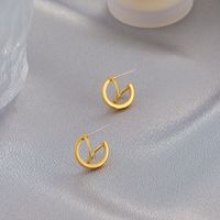 Retro Fashion Hollow C-shaped Geometric Irregular Copper Earrings main image 5